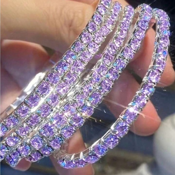 Glamorous Purple Rhinestone Bracelets - Picture 2 of 4